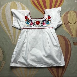 Mexican Girls Floral Embroidered Tunic Small